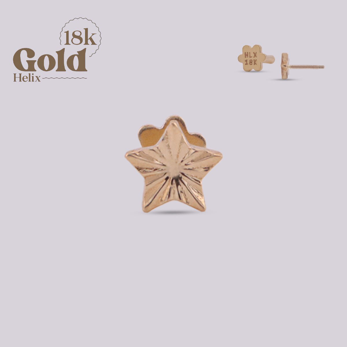 Joya para oreja en oro con forma de estrella - Helix Body Jewelry - Tienda Online de Piercings