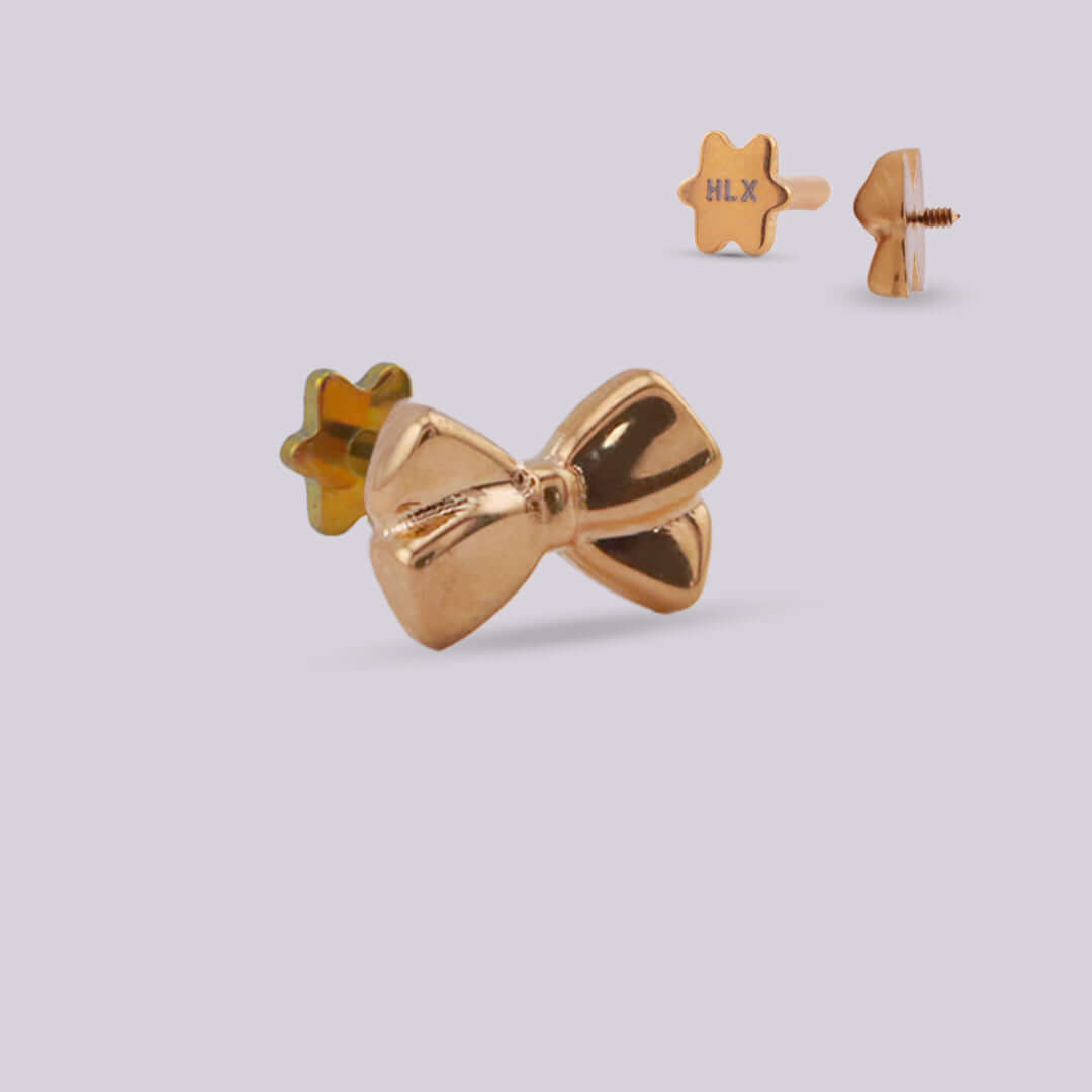 Labret en Titanio con forma de moño, Joyería hipoalergénica - Helix Body Jewelry - Tienda Online de Piercings