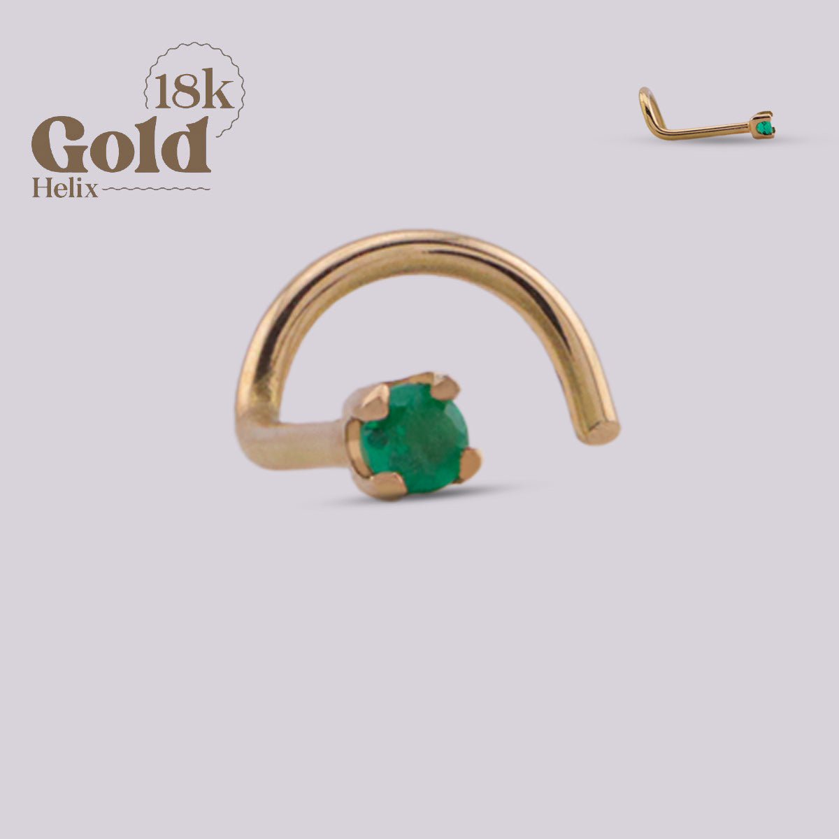Joya para nostril con esmeralda colombiana - Helix Body Jewelry - Tienda Online de Piercings