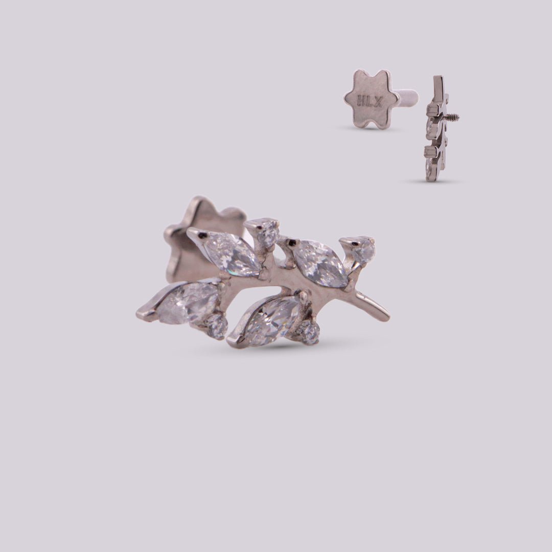 Piercing con cristales en forma de hoja Rowa - Helix Body Jewelry - Tienda Online de Piercings