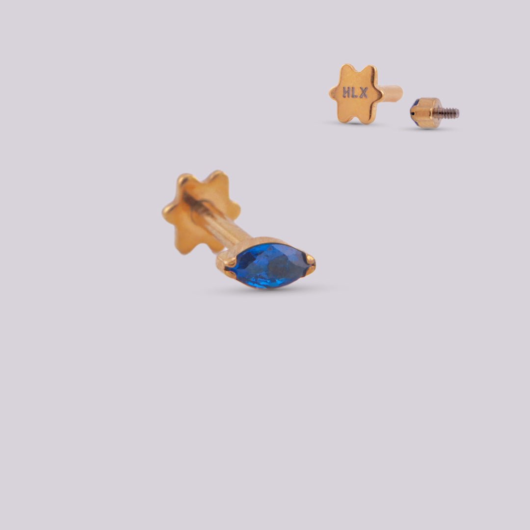 Labret dorado Zafiro - Helix Body Jewelry - Tienda Online de Piercings