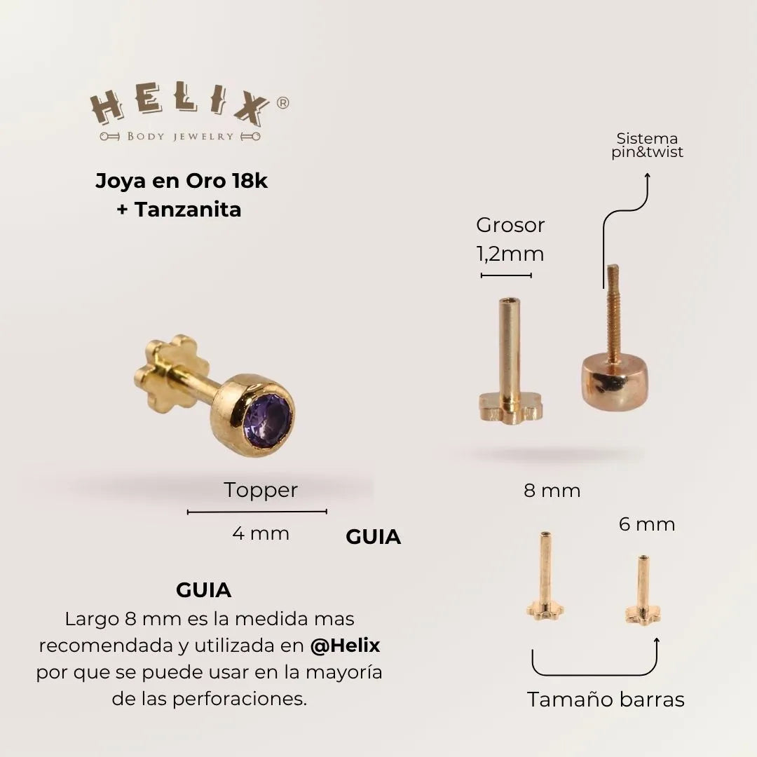 Labret Tanzanita Oro 18K