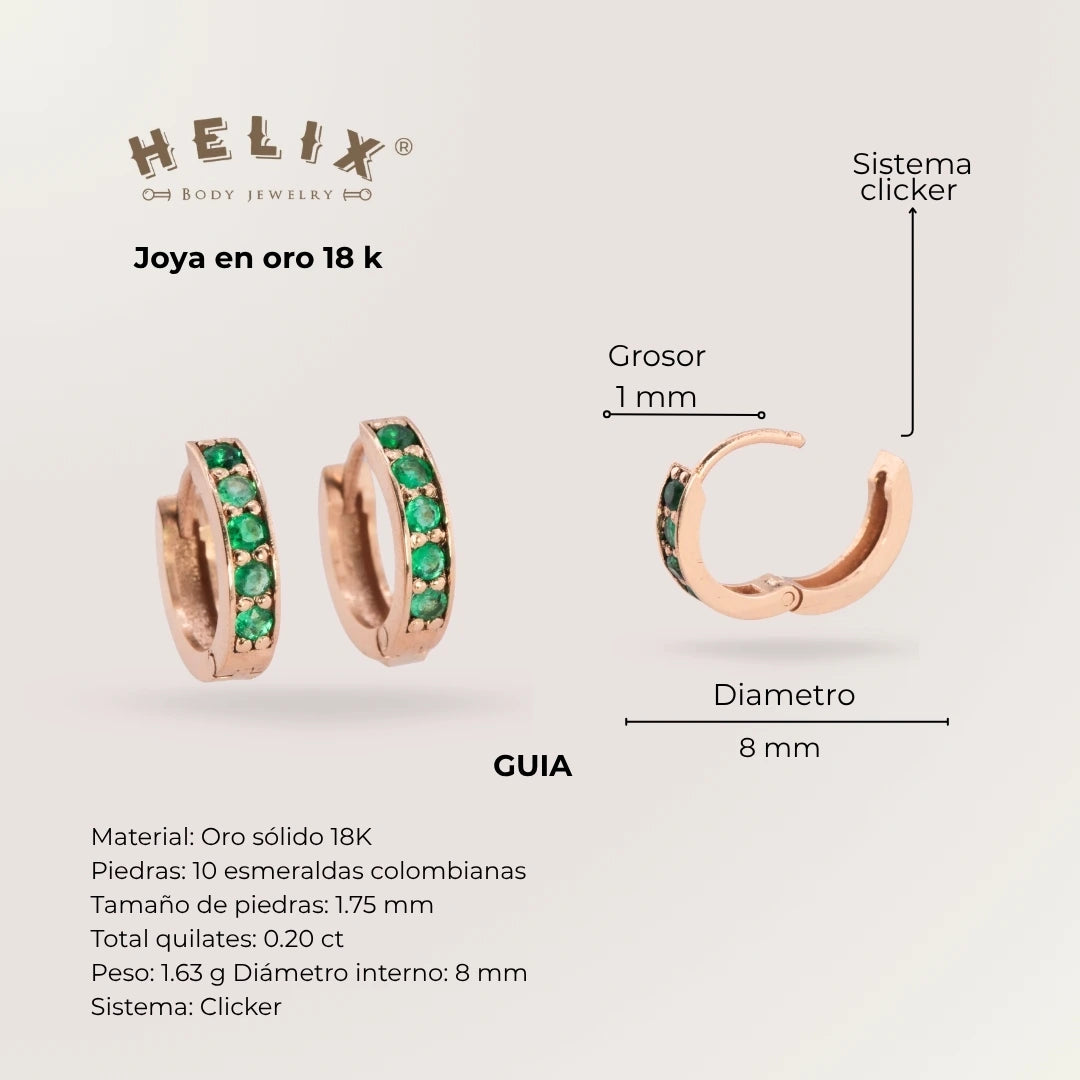 Arete Candonga Esmeralda Oro 18K