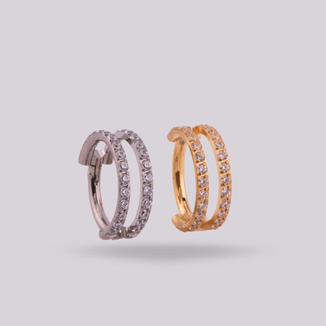 Aro Fresia Titanio Grado Implante con Doble Zirconia – Helix y Lobulo | Helix Body Jewelry - Helix Body Jewelry - Tienda Online de Piercings