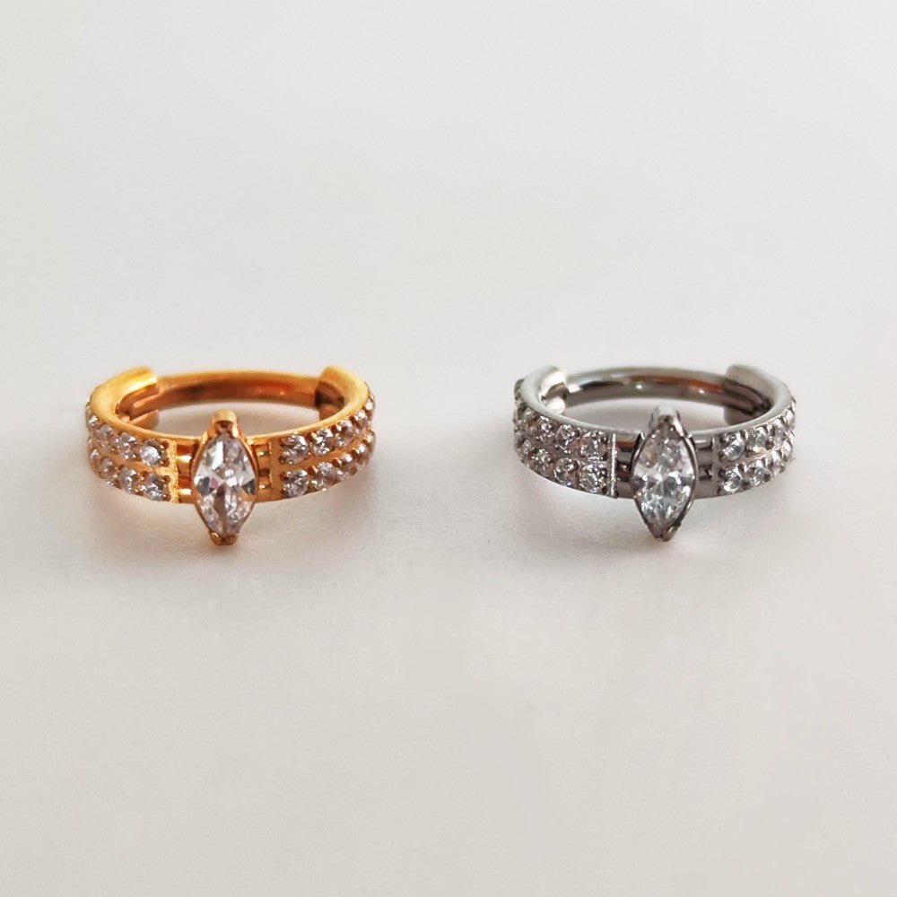 Aro en titanio con sistema clicker - Gema - Helix Body Jewelry - Tienda Online de Piercings