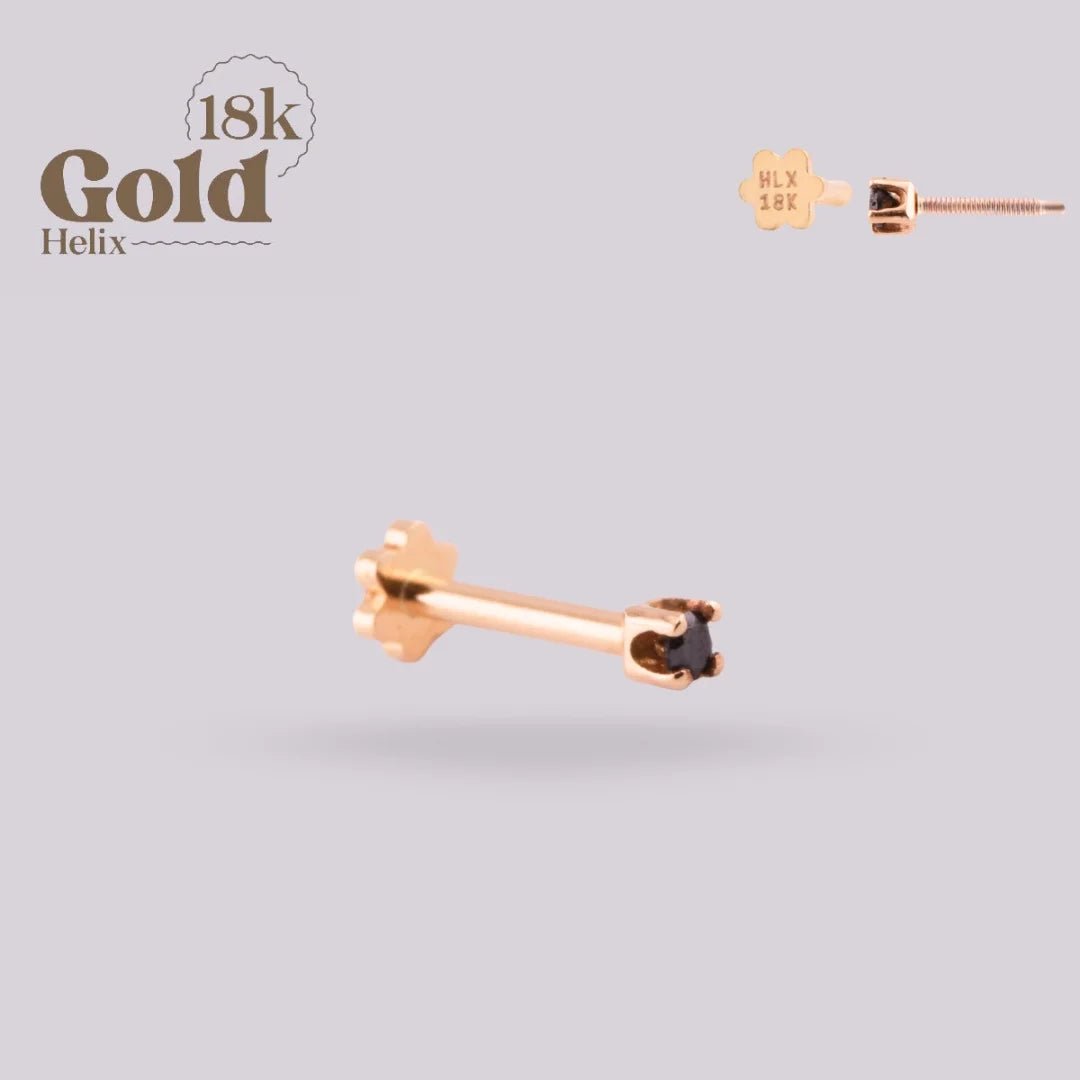 Piercing Oro 18K con Diamante Negro | Sistema Pin & Twist - Helix Body Jewelry - Tienda Online de Piercings