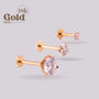 Labret en Oro 18K con Moissanita | Sistema Pin & Twist – Helix BJ - Helix Body Jewelry - Tienda Online de Piercings