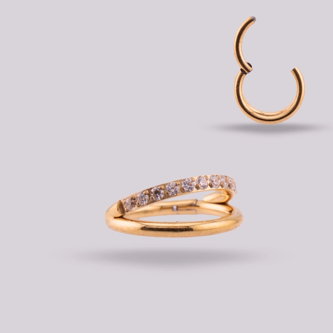Aro Eter Titanio Grado Implante | Diseño Naturaleza Doble Pedrería - Helix Body Jewelry - Tienda Online de Piercings