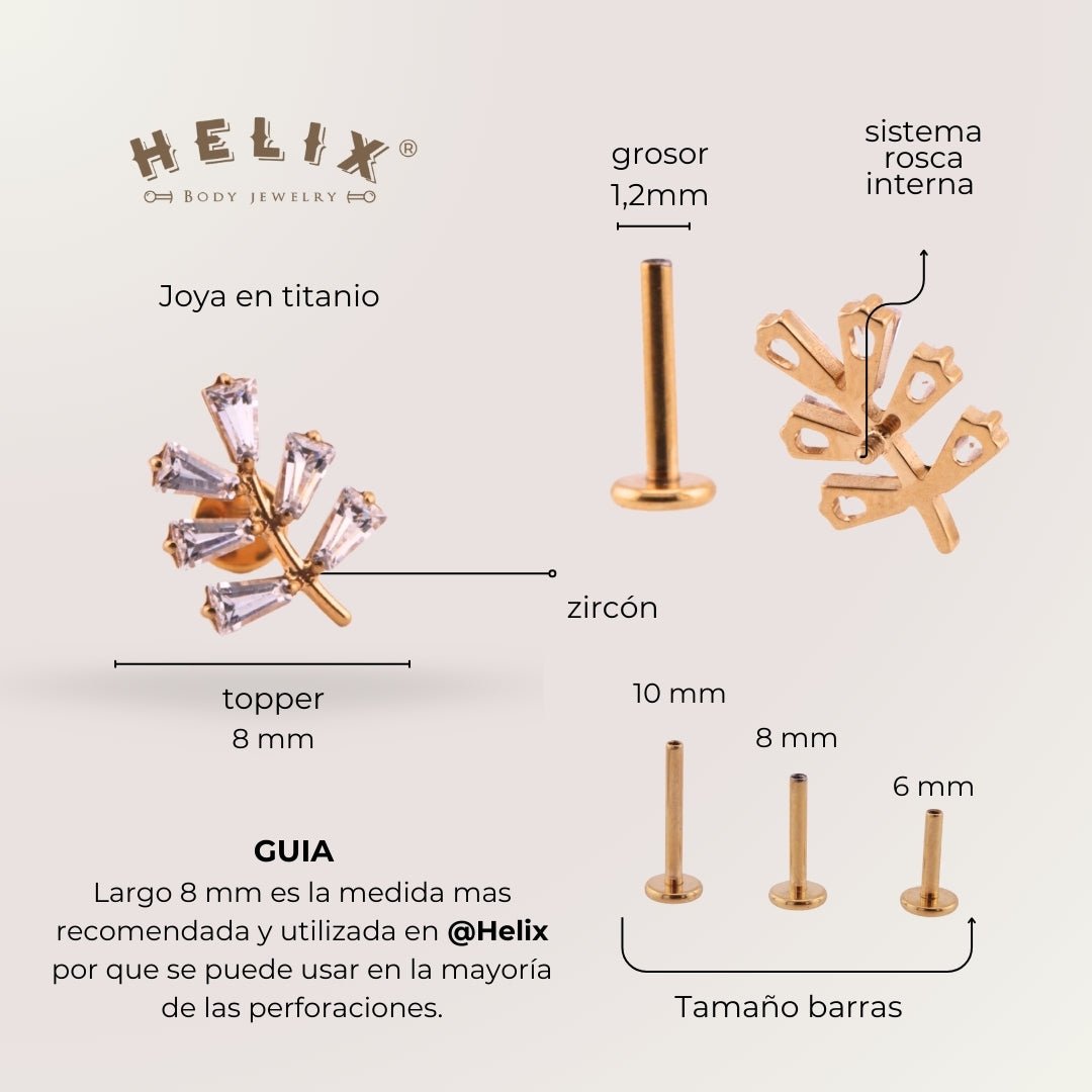 Labret Laurel Titanio Rama | Piercing Helix & Lóbulo - Helix Body Jewelry - Tienda Online de Piercings