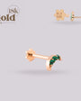 Labret en Oro 18K con Esmeraldas | Diseño de Luna Creciente - Helix Body Jewelry - Tienda Online de Piercings