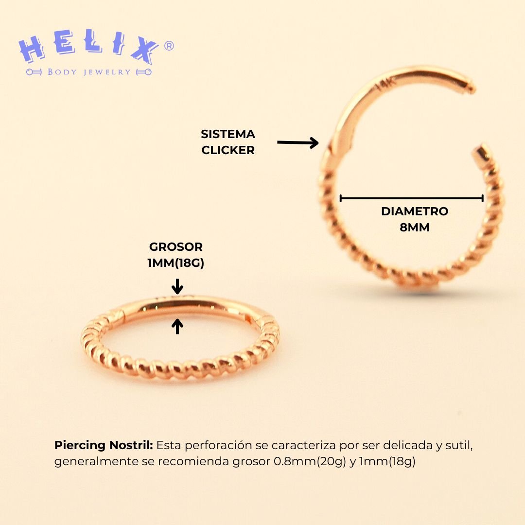 Piercing Nariz Luxury Braid | Oro 14k - Helix Body Jewelry - Tienda Online de Piercings