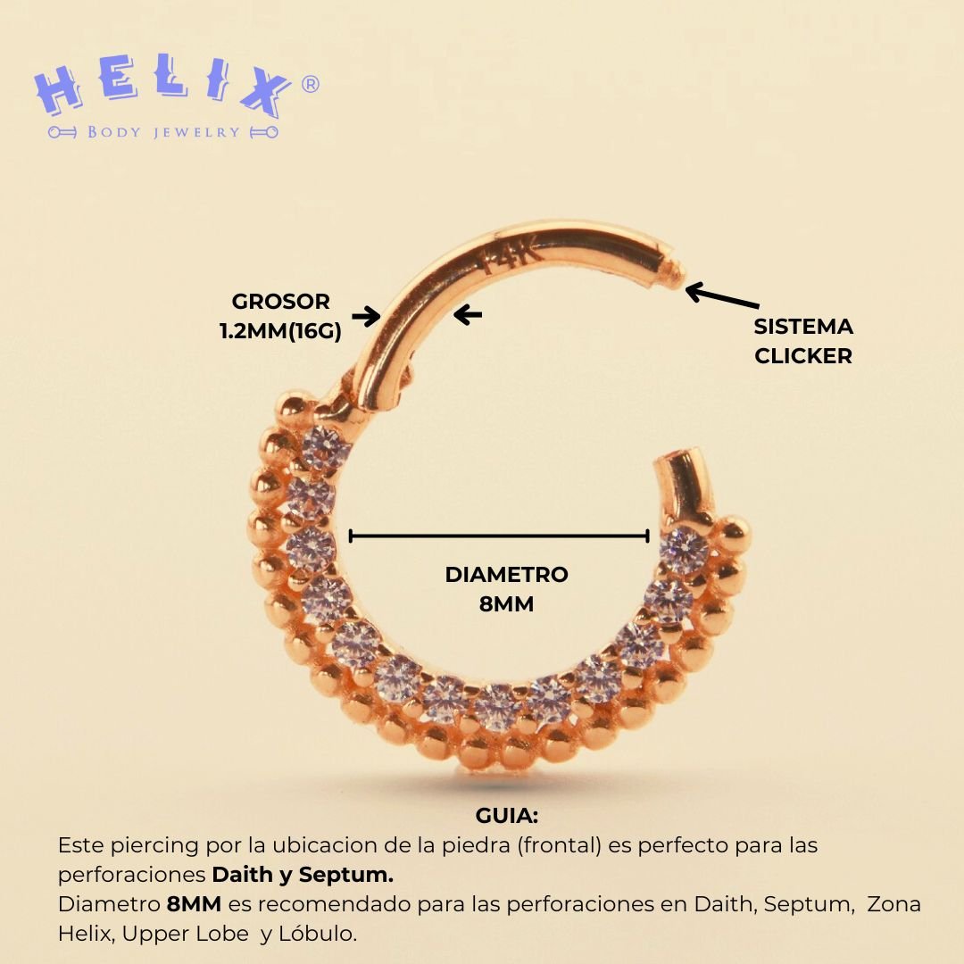 Piercing Daith Luxury Majestic | Oro 14k - Helix Body Jewelry - Tienda Online de Piercings