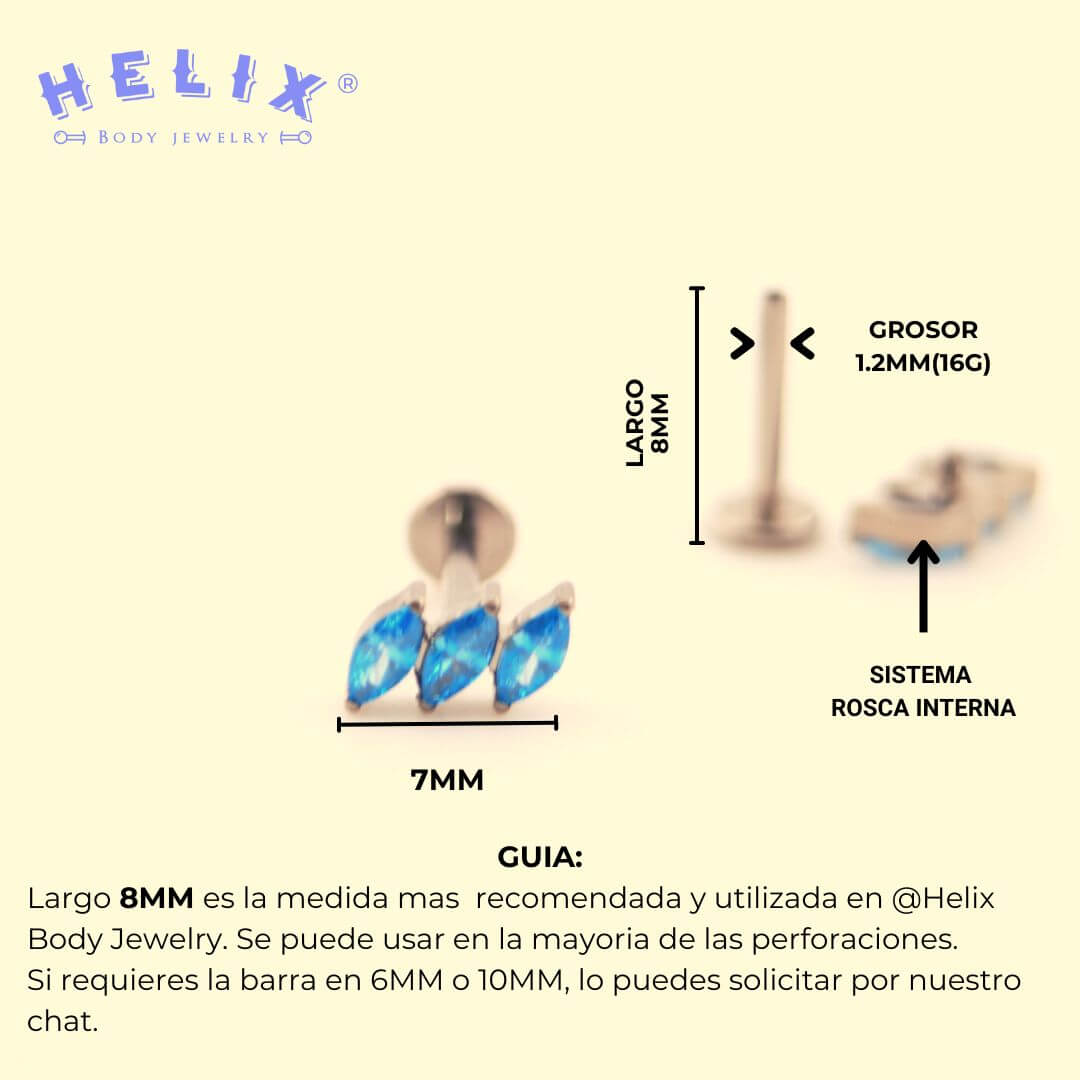 Joya en titanio para piercing - Sefora Aqua - Helix Body Jewelry - Tienda Online de Piercings