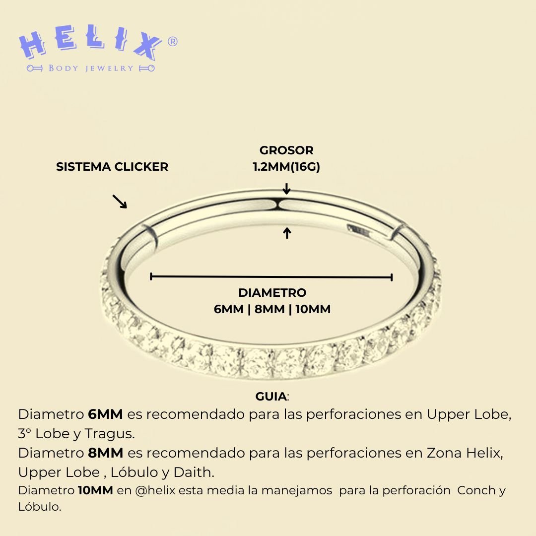Clicker Zirconia Lateral Plateado - Helix Body Jewelry - Tienda Online de Piercings