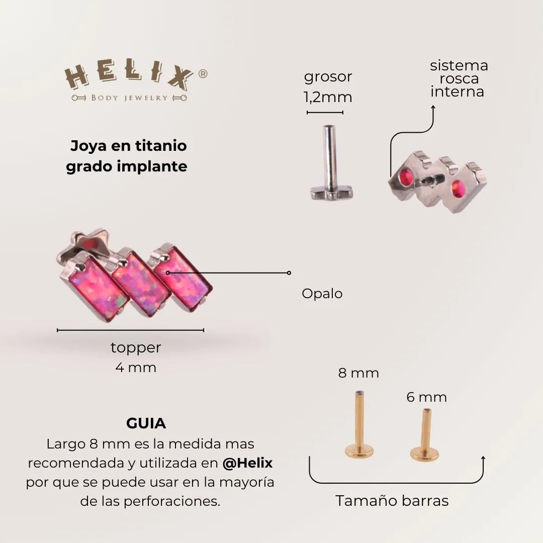 Labret Hexa Ópalo Rosa