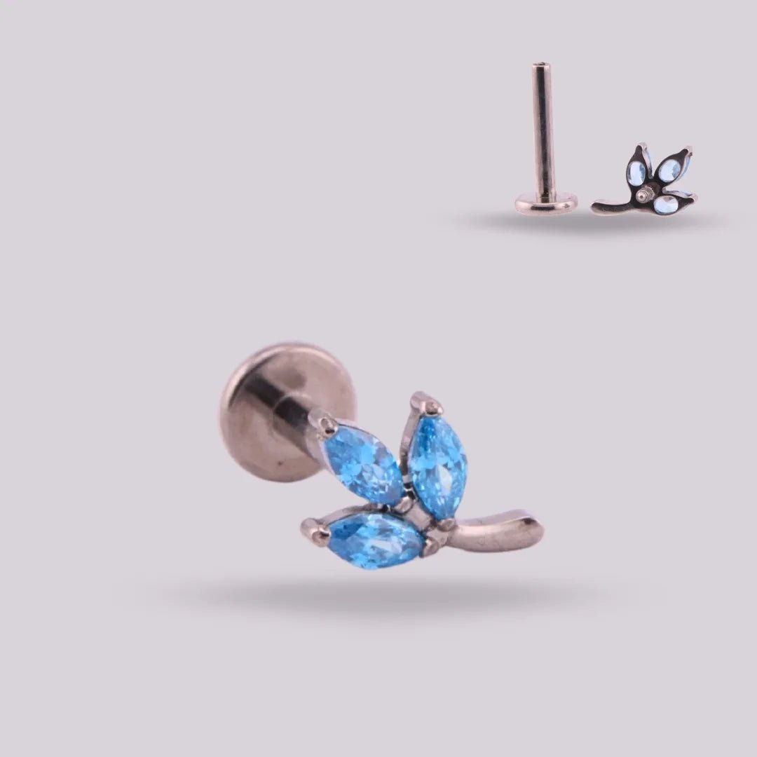 Labret Titanio Rama Azul - Helix Body Jewelry - Tienda Online de Piercings