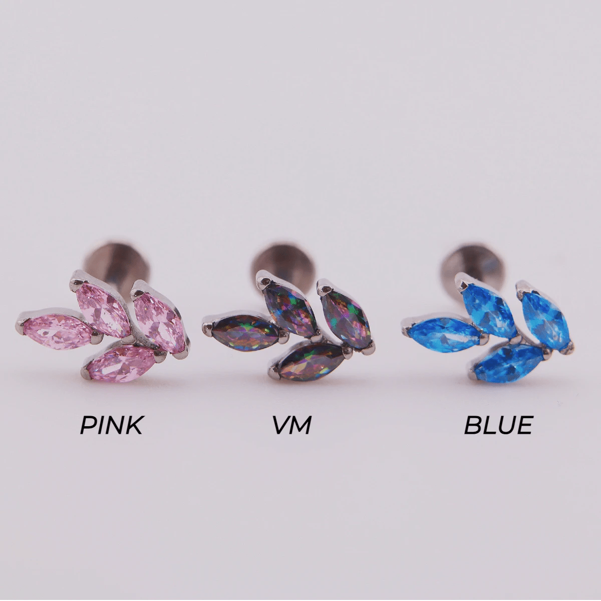 Labret en titanio en forma de rama con hojas - Jane - Helix Body Jewelry - Tienda Online de Piercings