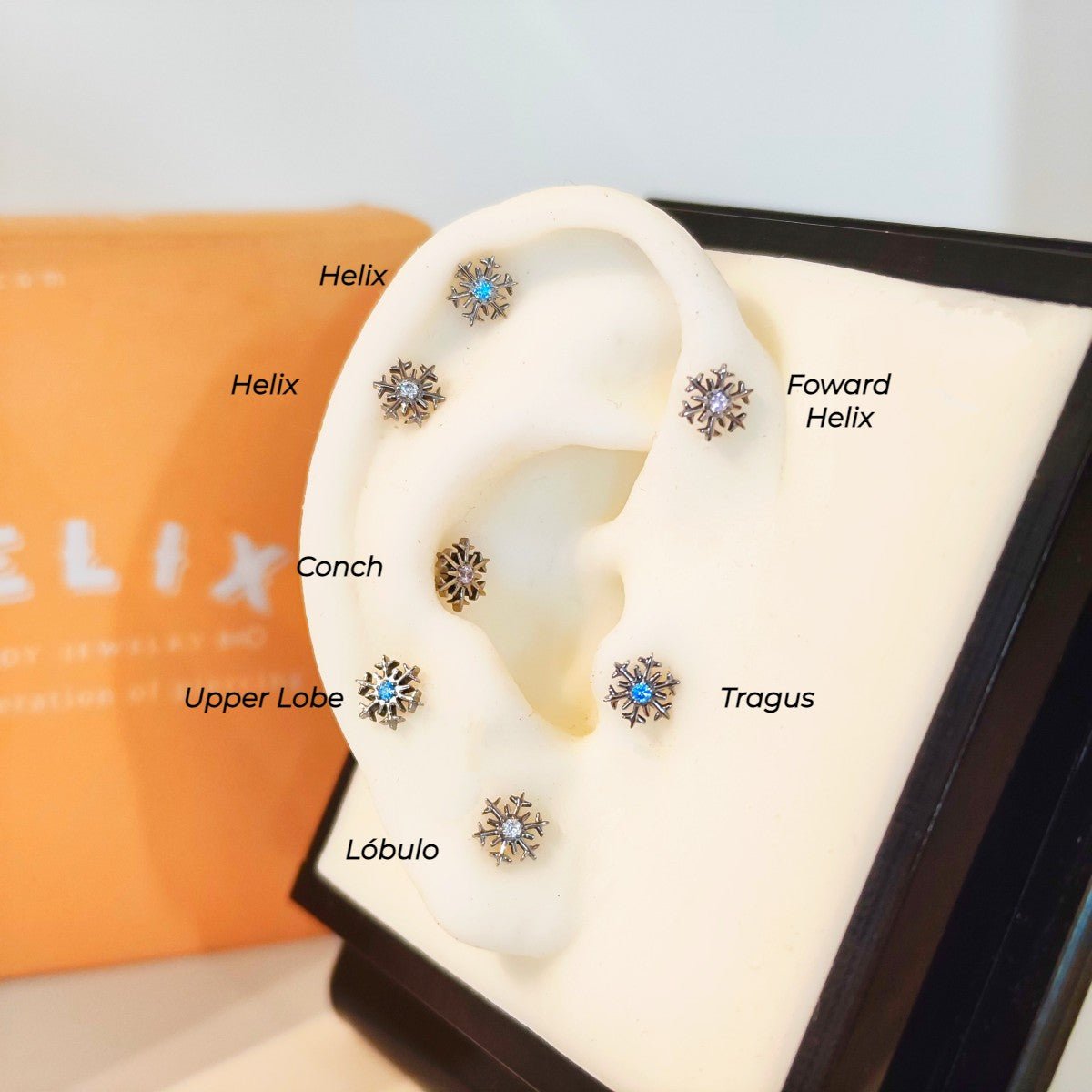 Joya en titanio con sistema de rosca interna - Snow - Helix Body Jewelry - Tienda Online de Piercings