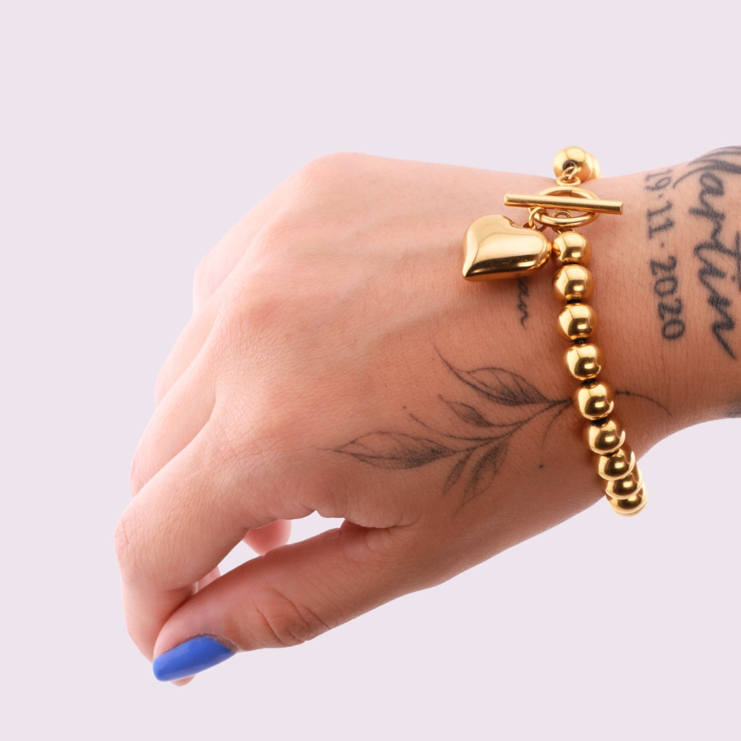 Pulsera Personalizada Dorada con Corazón | Helix Jewelry