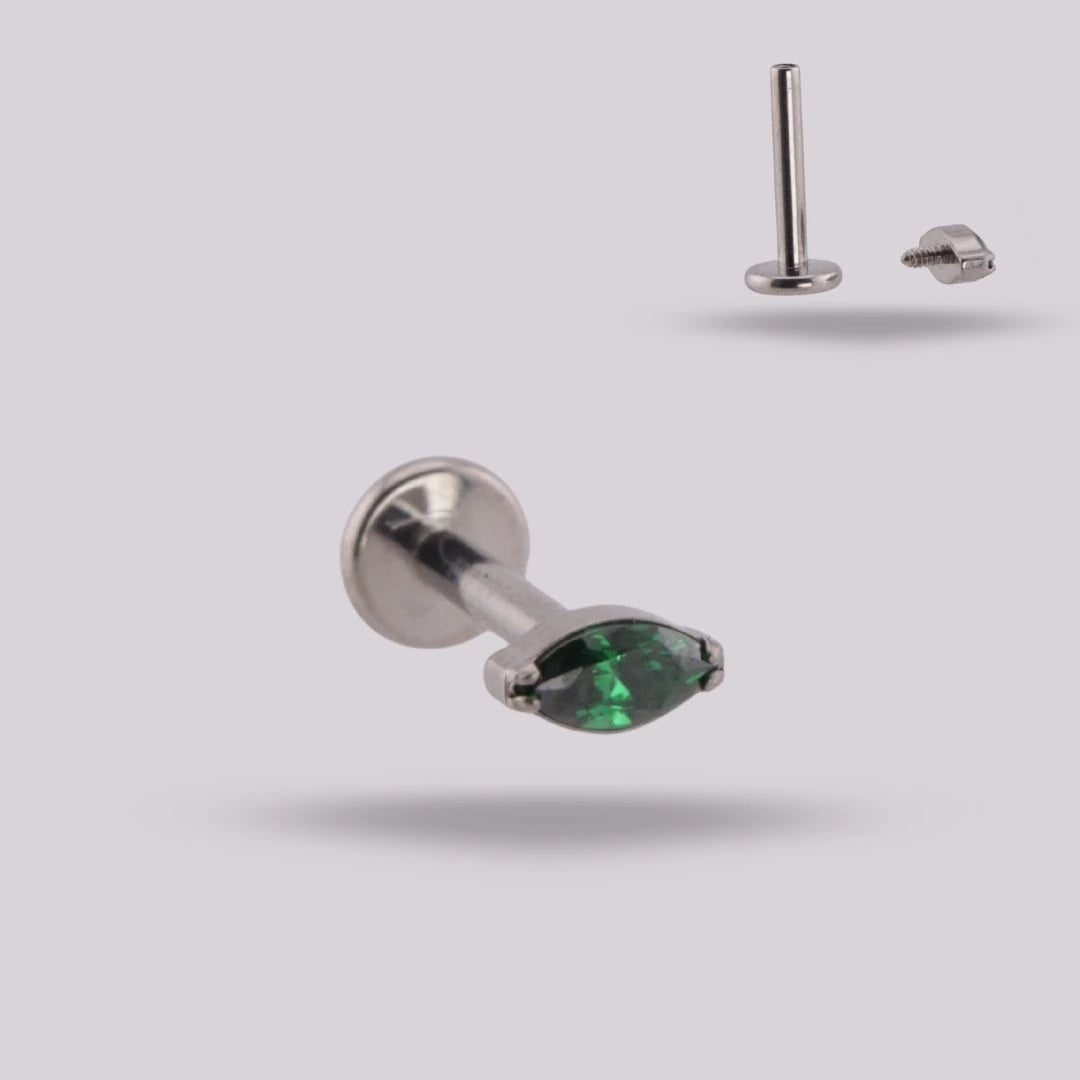 Labret Zafiro Verde · Titanio Grado Implante