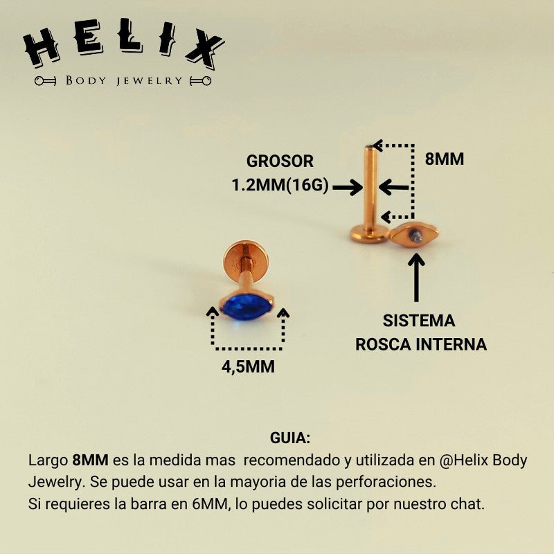 Labret dorado Zafiro - Helix Body Jewelry - Tienda Online de Piercings