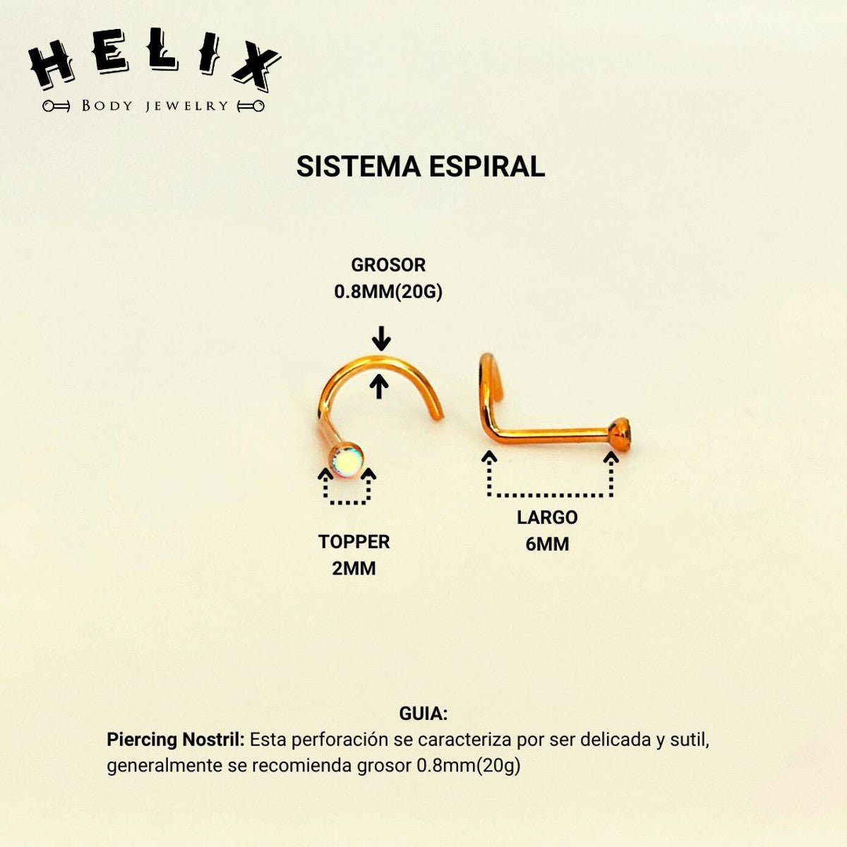 Piercing Nariz Opalo 17 - Helix Body Jewelry - Tienda Online de Piercings